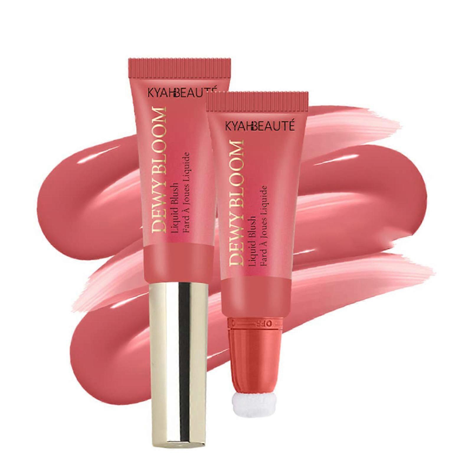 Liquid Blusher Makeup Wand with Cushion Applicator Soft Cream Blush Makeup Dual Use for Cheeks and Lips E
