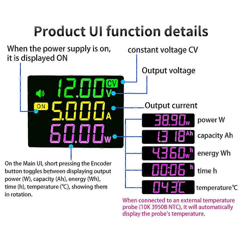 Digital Direct Current Voltage Regulator Powersupply Module Full Viewing Angle VA Color LCD Display 