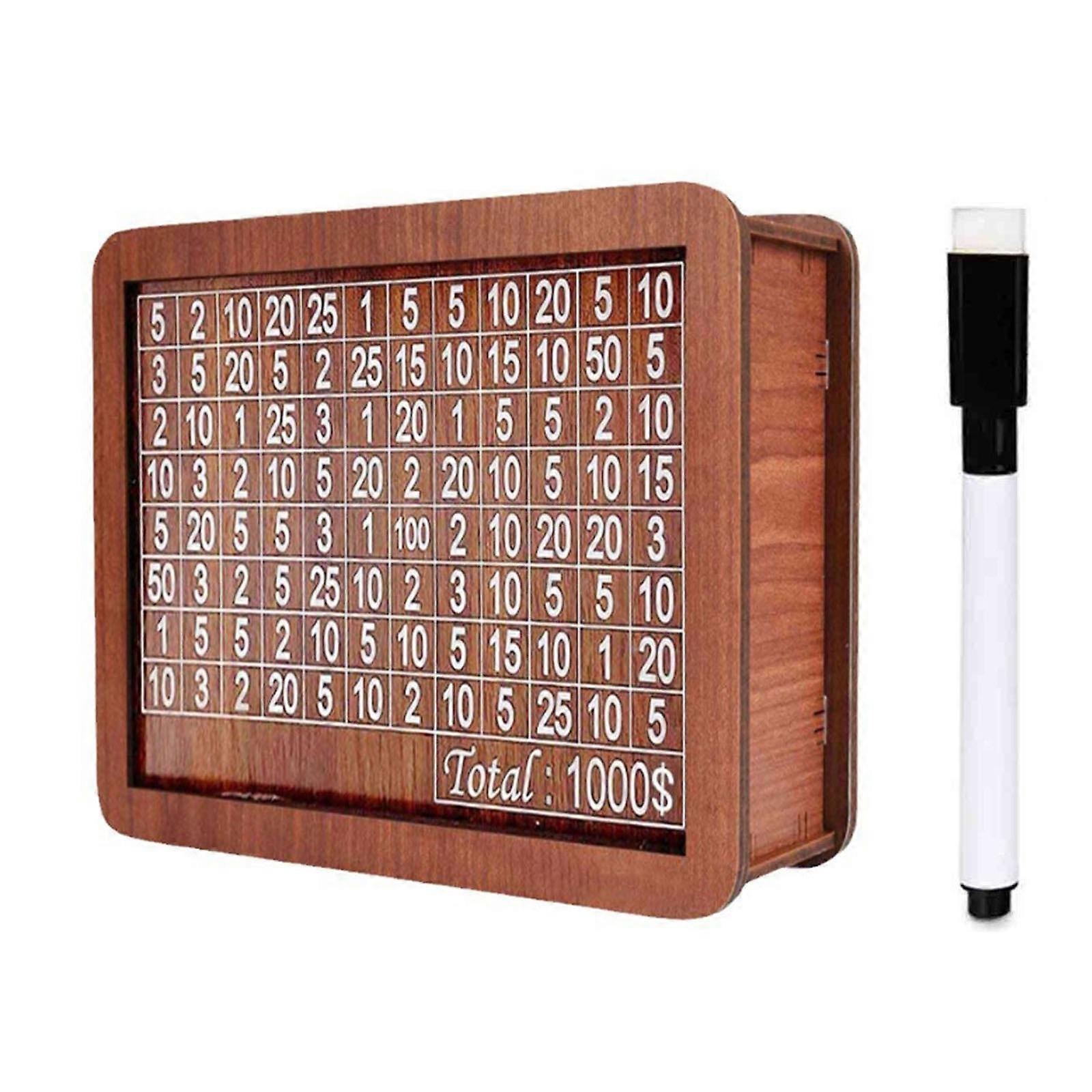 Wooden Money Box With Money And Numbers With Counter Crafts Portable Storage Case Money Saving Box For Adults Child Kids
