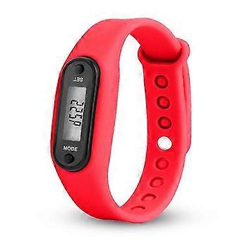 Step Count Activity Tracker Fitness Sport Watch Wrist Pedometer Lcd Adult Kid  Red