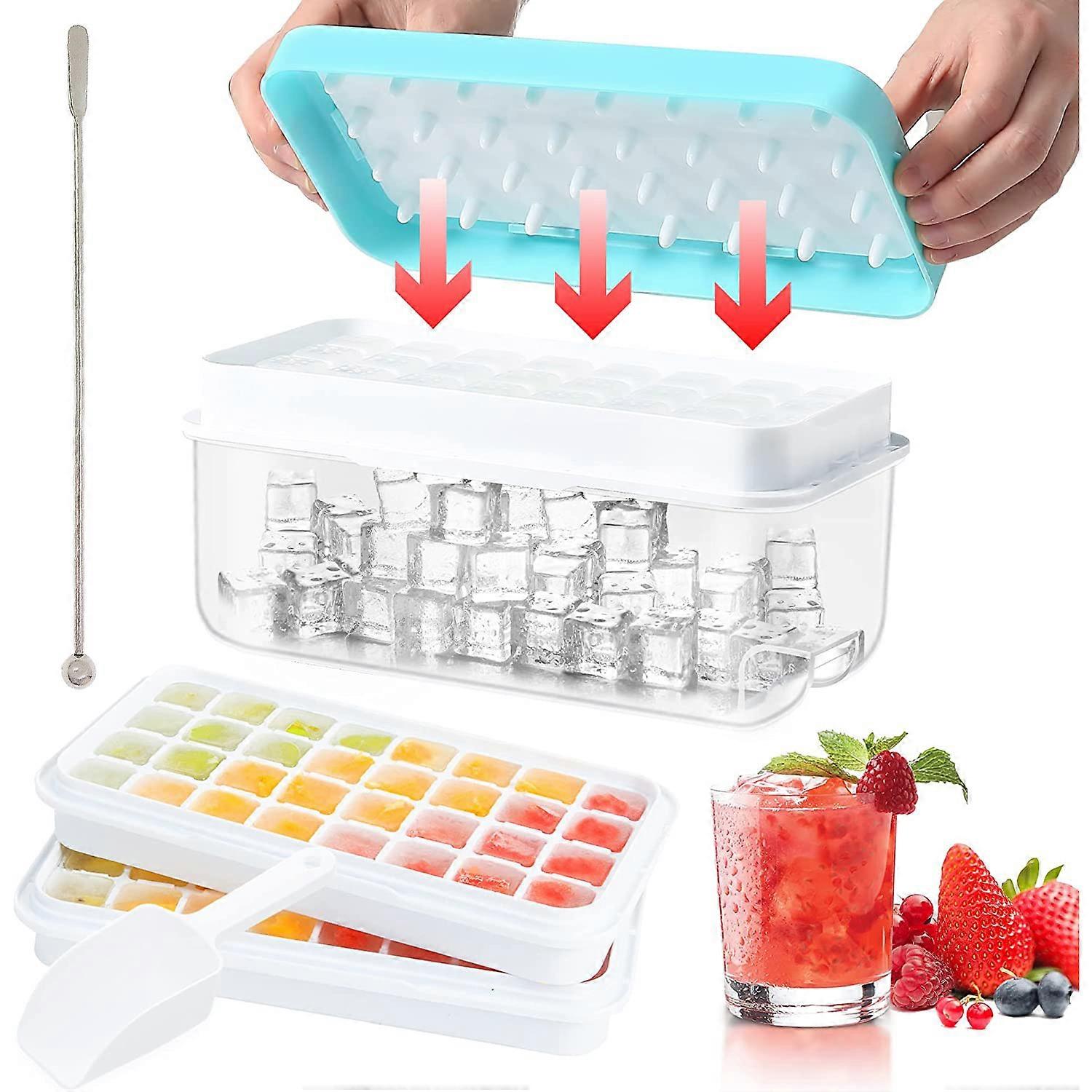 Apartment Essentials Ice Maker, Easy Release Ice Cube Trays with Odor-resistant Lid, Stackable Design for Space Efficiency, Safe Materials, Includes