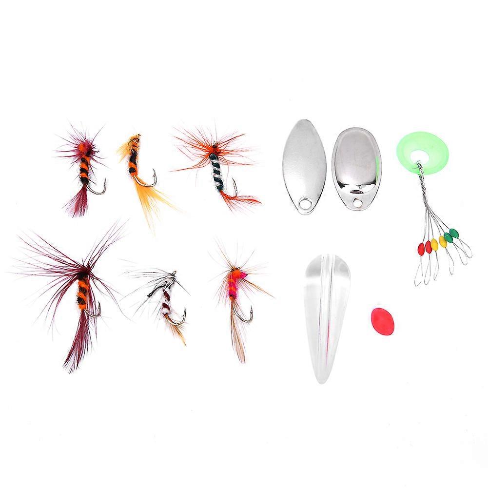 T0155 31PCS Artificial Throwing Helper Space Beans Sequins Fly Hook Red Luminous Beads Fishing Tackle Accessories Kit Box