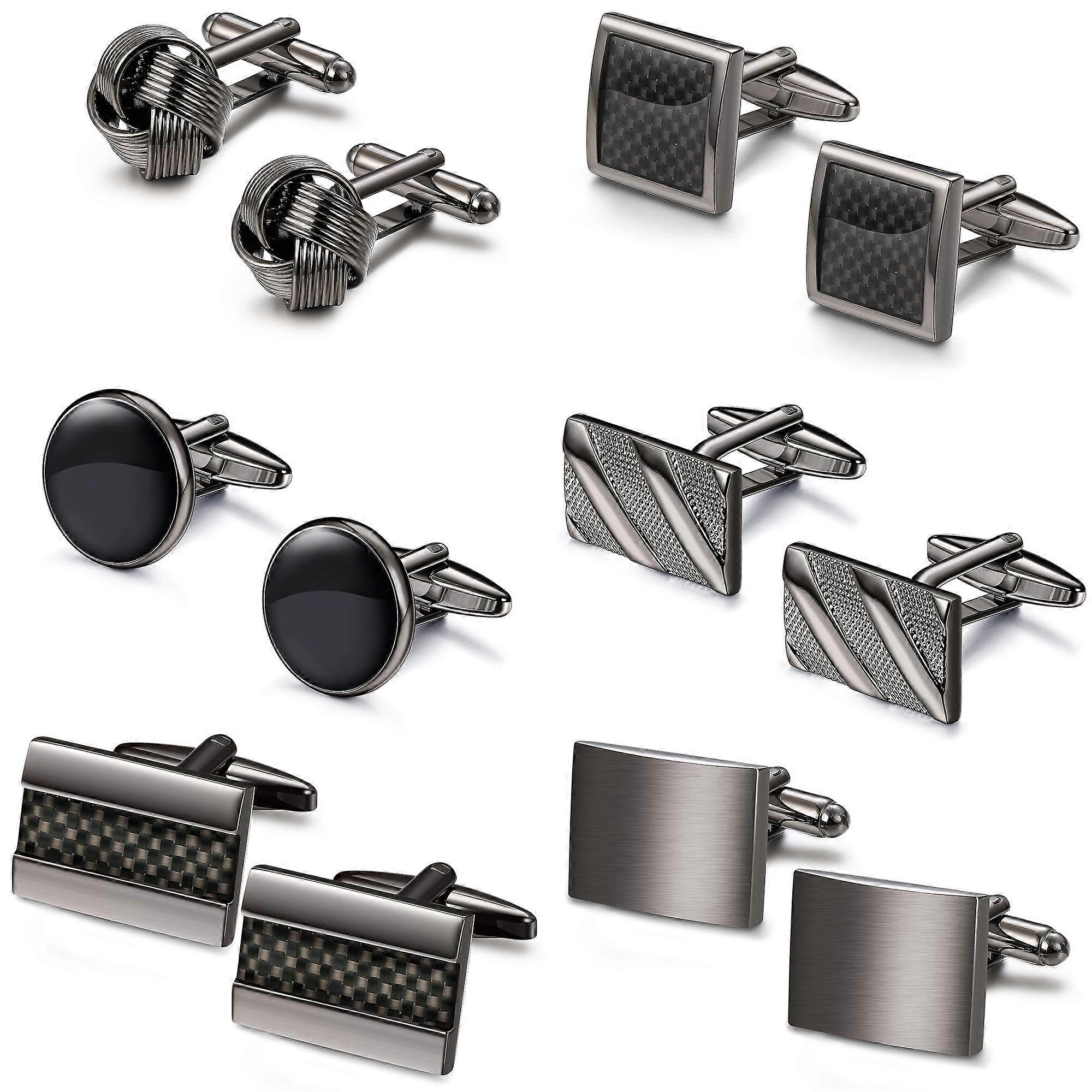 6 Pairs Classic Cufflinks Set for Weddings, Business Meetings, Formal Events - Silver and Gold Designs