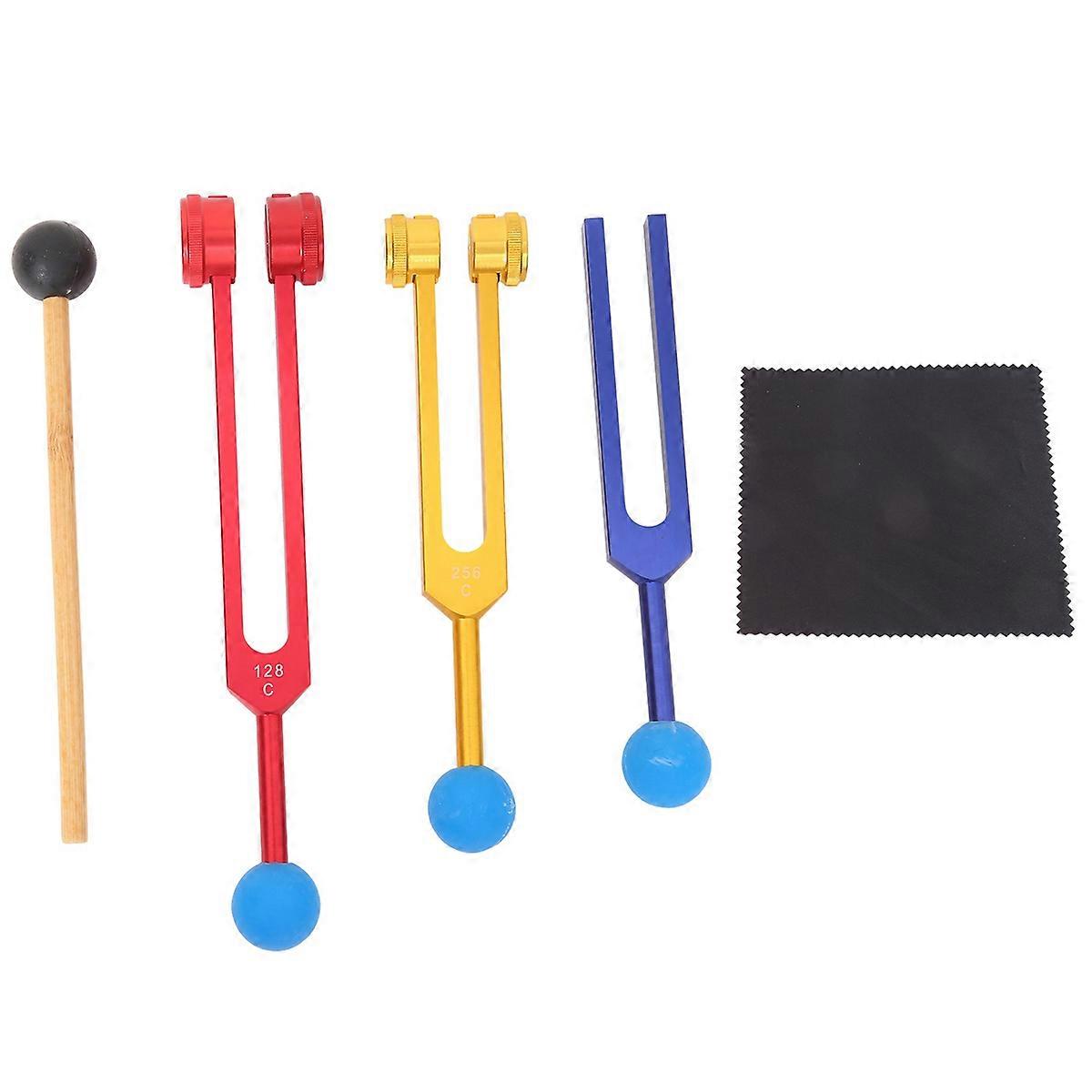 Tuning Fork Set (128Hz, 256Hz, 512Hz),for Sound Healing,Multicolor