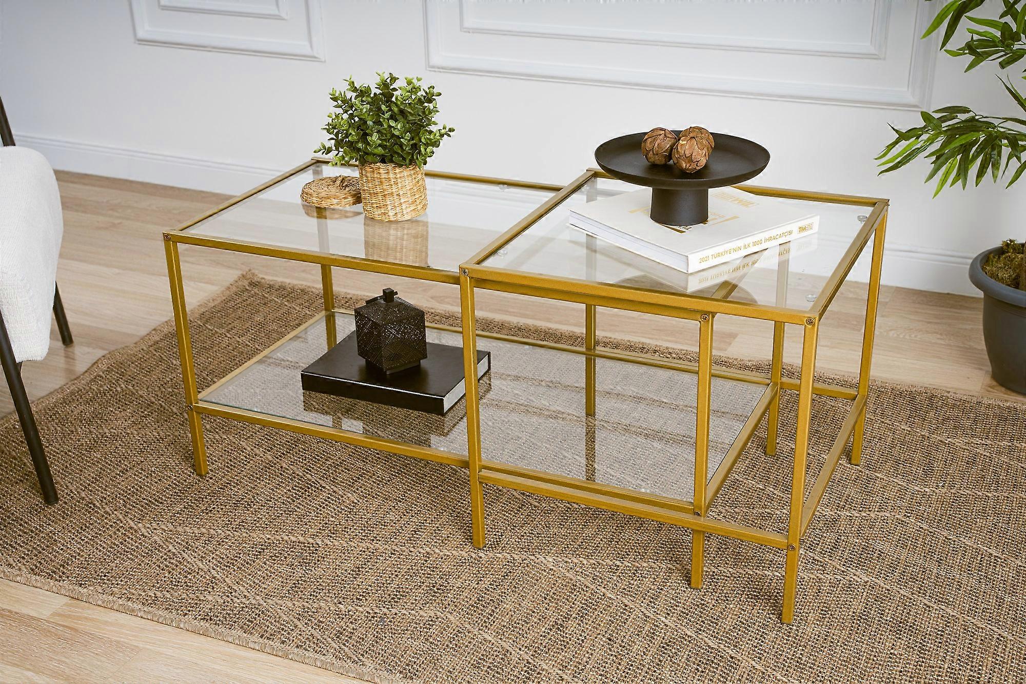 コーヒーテーブルセット Sevay - ゴールド