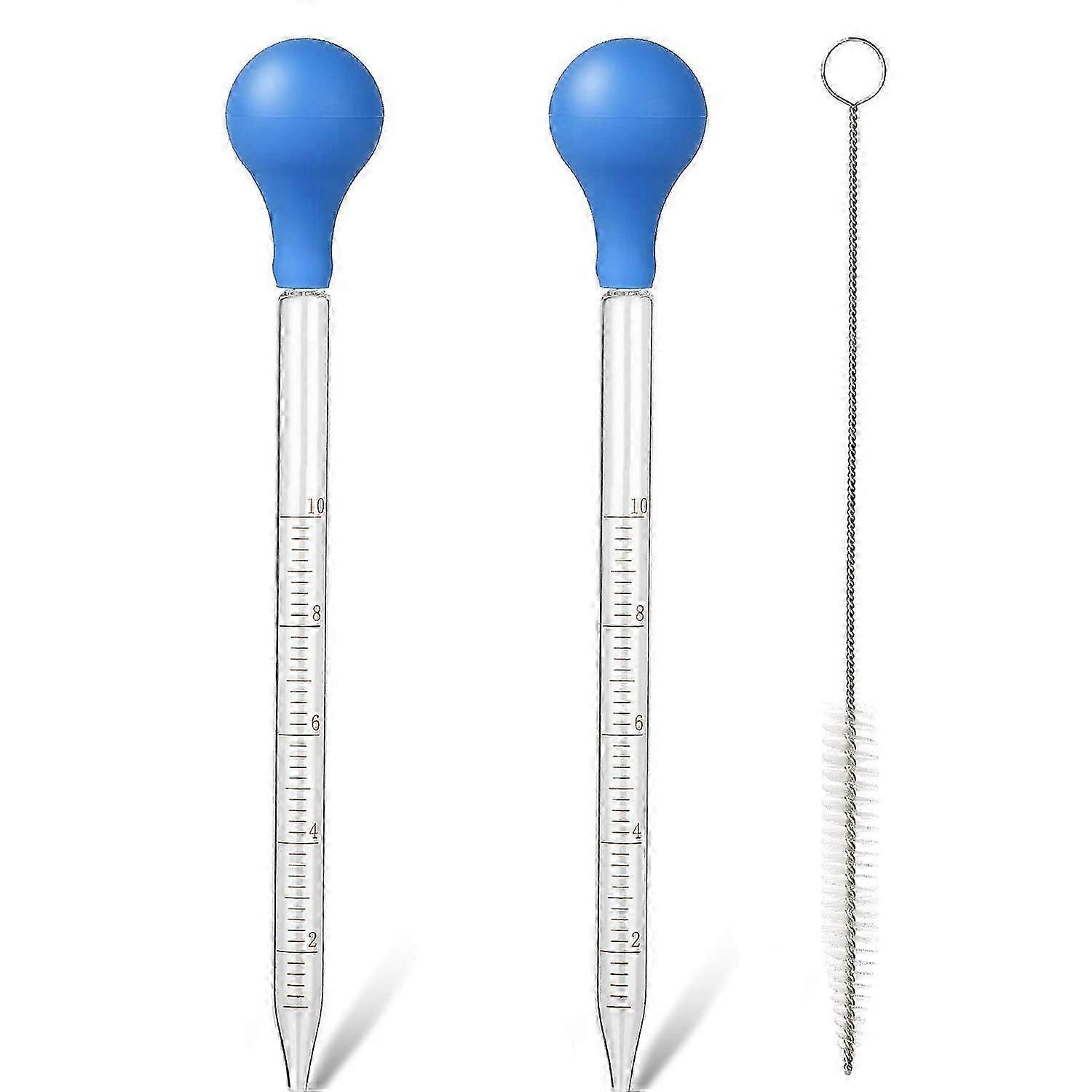 2 Pack 10ml Glass Pipettes with Scale, Measuring Pipettes Lab Droppers with Cleaning Brush, Silicone Bulb for Chemistry, DIY, Essential Oils