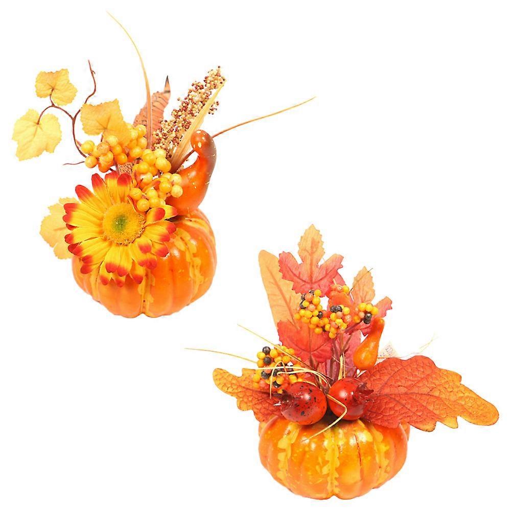2pcs Holiday table ornaments-Artificial pumpkin, sunflower maple leaf