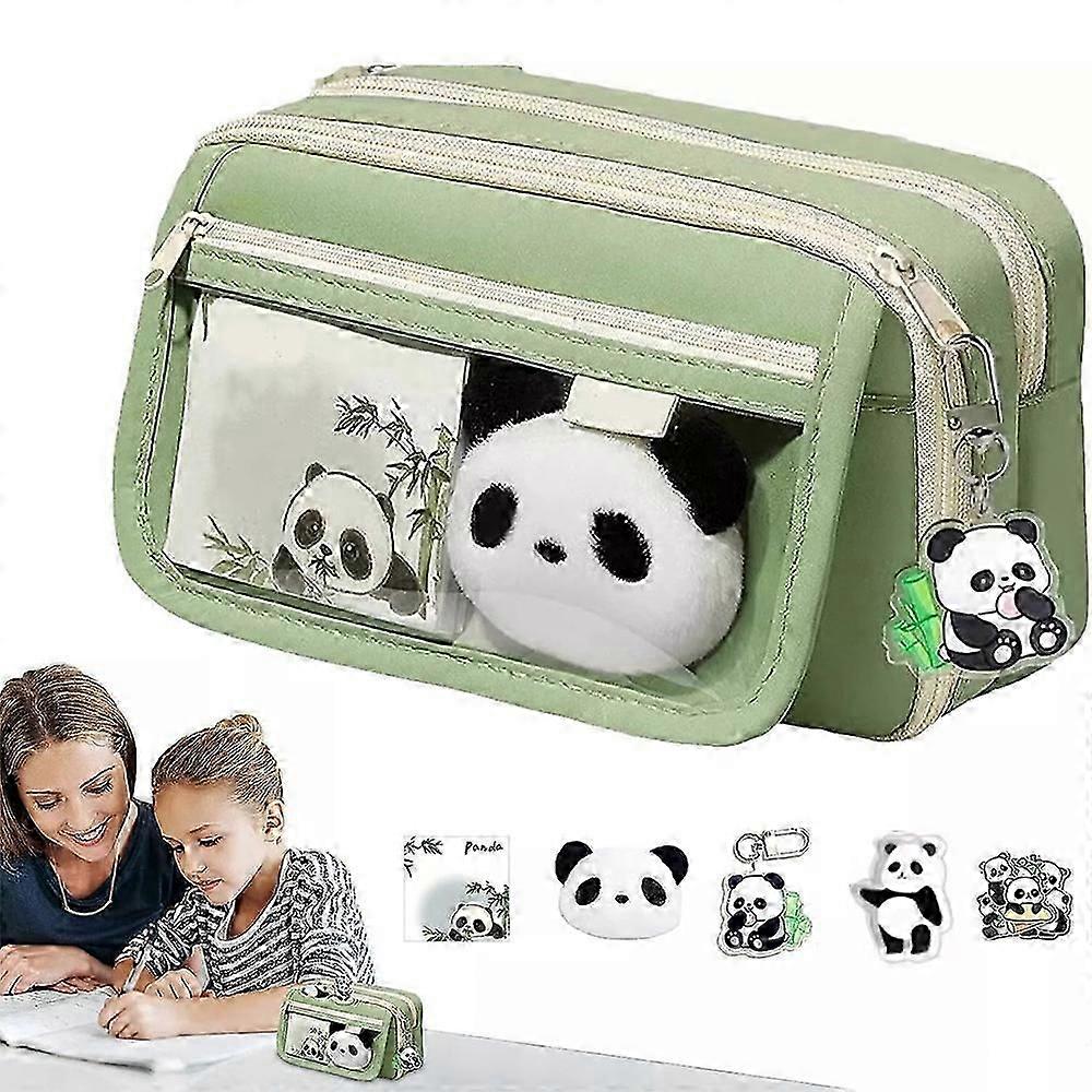Piórnik Cute Panda o dużej pojemności - estetyczny piórnik z zamkiem błyskawicznym dla dorosłych, piórnik Panda, śliczny piórnik, torba na długopisy o dużej pojemności, Aesth