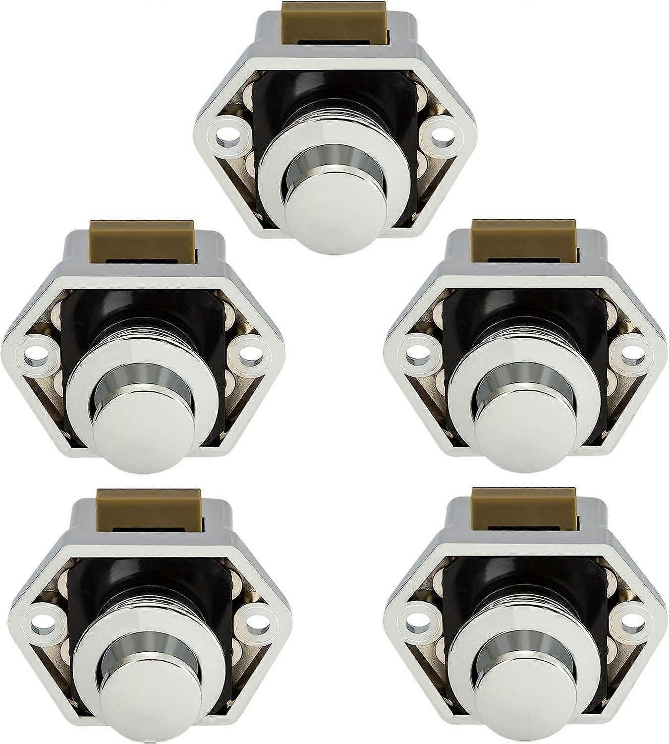Push Button Campervan - Latch Lock Knob Closure Door Cupboard for RV Motor Caravan 5 Pieces(Chrome)
