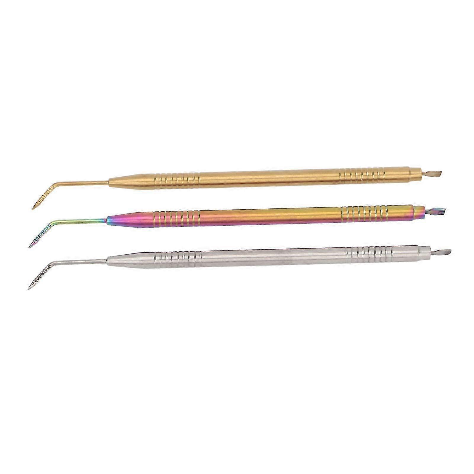 3pcs Eye Lash Separator Tint Tool with Tail Comb Long Curved Needle Eyelash Perming Lift Tool Colorful Golden Silver