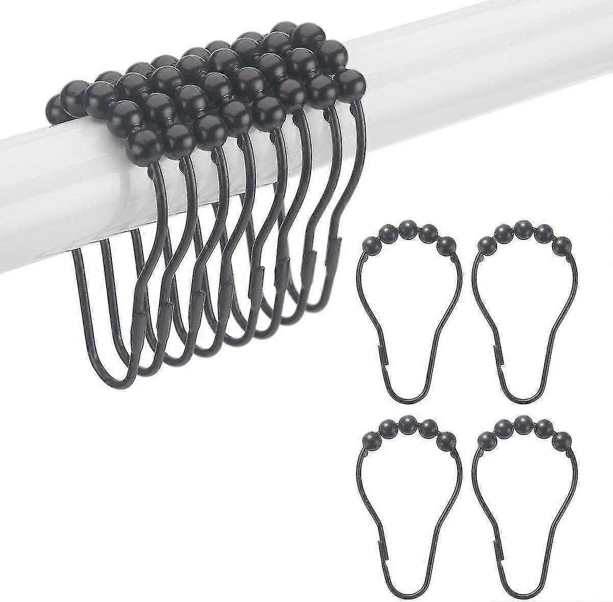 シャワーカーテンフックリング、防錆メタルシャワーカーテンフック