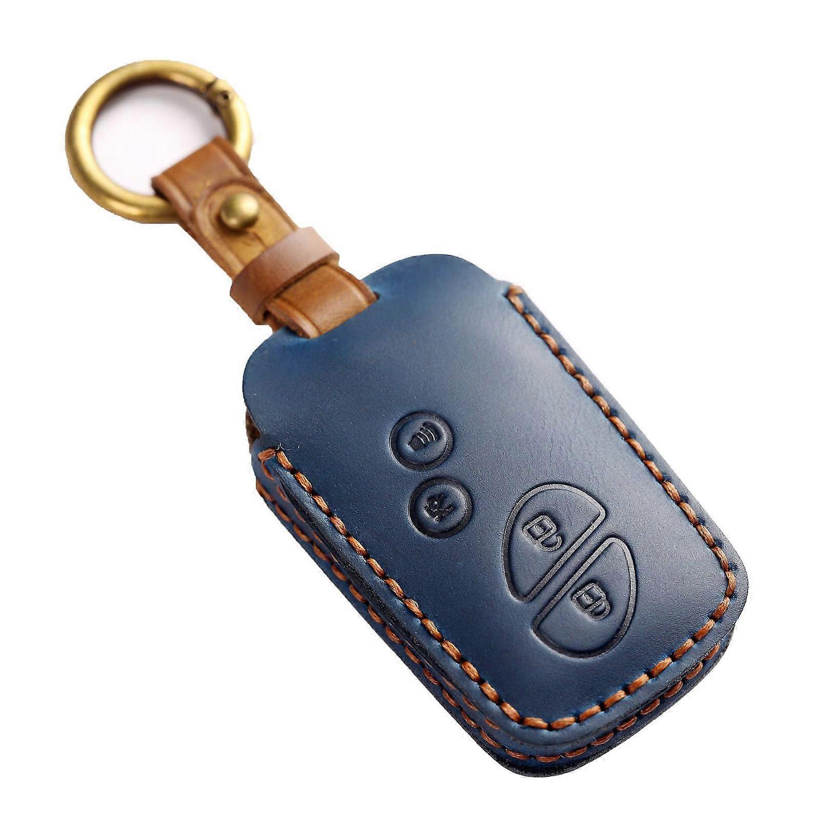 Premium Leather 4-Button Key Fob Cover Case For Lexus ES350 GS300 GS350 GS460 IS250 IS350 Blue