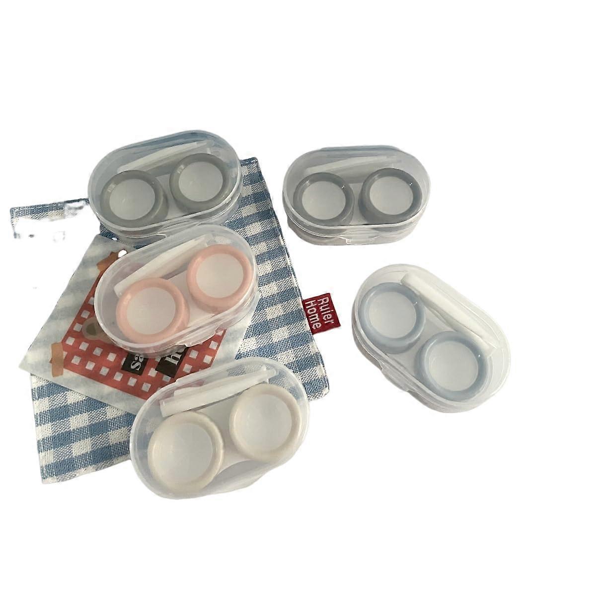 5 Pack Contact Lens Case Travel Size with Mirror, Colored Applicator, Removal Tool, and Solution Bottle for Daily Use