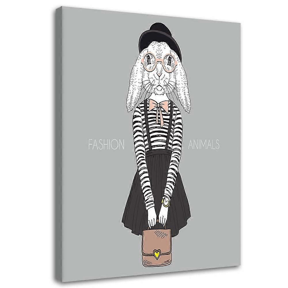 Leinwandbild, Hase im Rock - 60x90