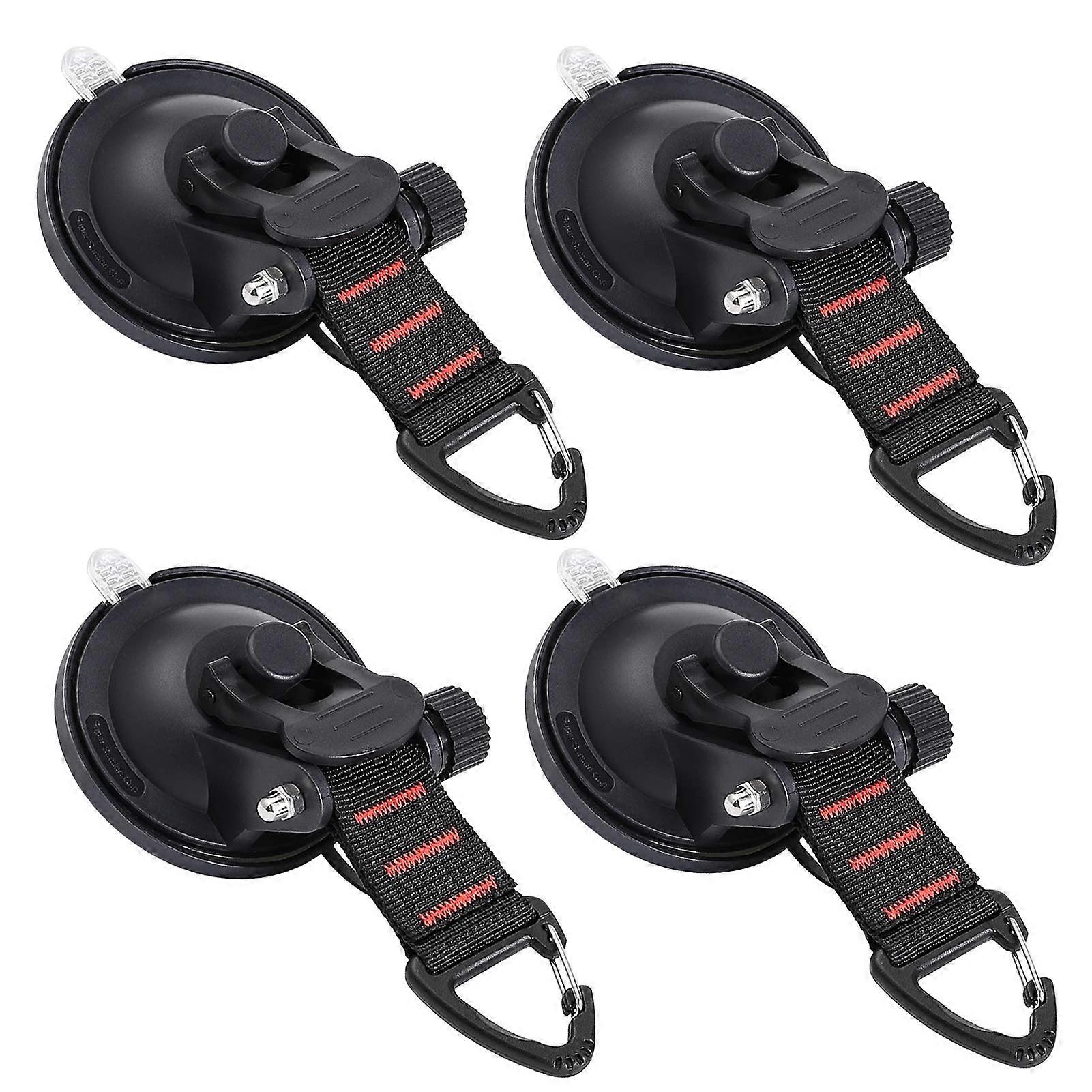 Suction Cup Hooks 4-Piece For Car Camping Essentials Upgraded Tie-Down