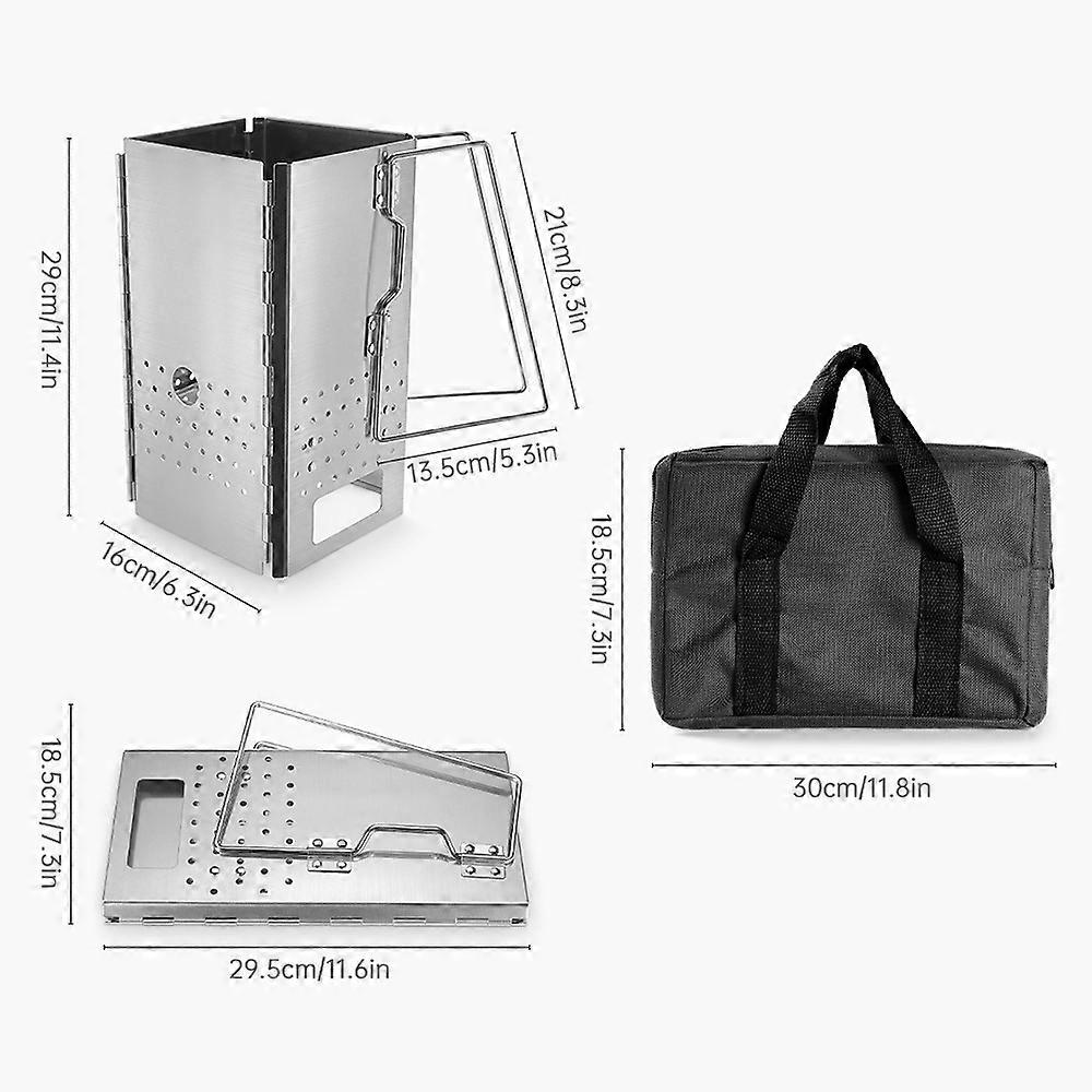 Folding Charcoal Chimney Starter Stainless Steel BBQ Charcoal Grill Briquette Coal Fire Starter