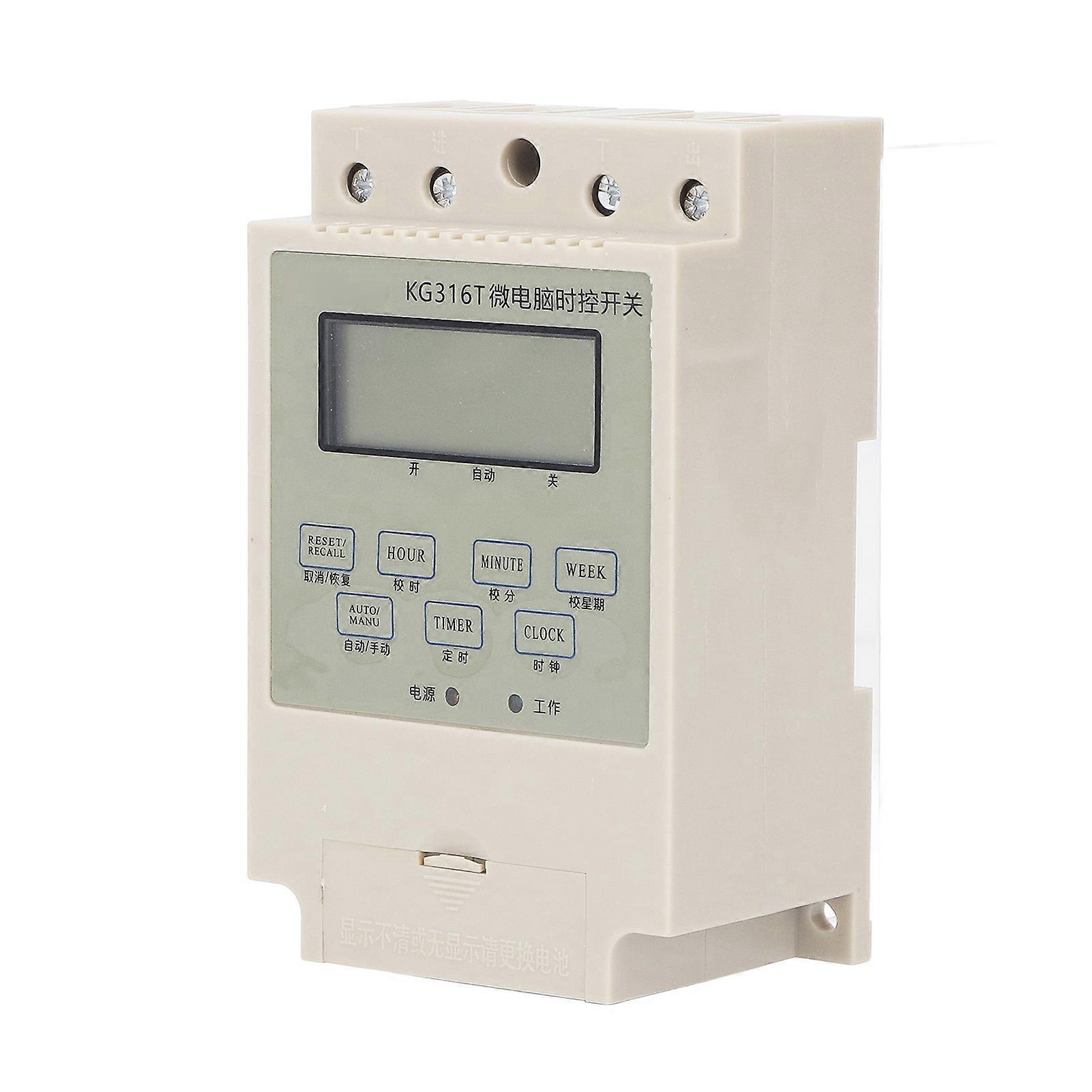 Programmable Digital Time Switch Microcomputer Electronic Relay Control Timer Rail Mounting with Transformer 25A Beige