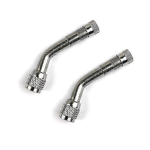 2-pack Universal Motorcycle Scooter Valve Extension Adapter Brass Angled Silver