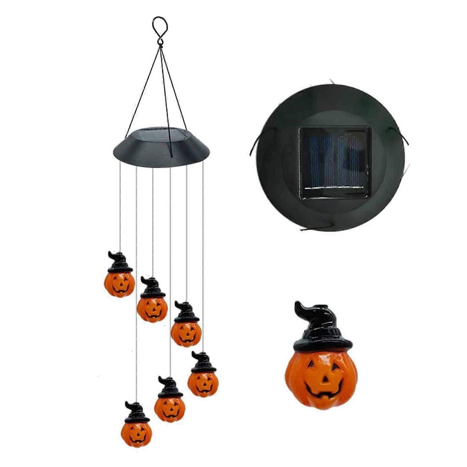 A Of Fun To Your Garden! The Specially Designed Solar Pumpkin Wind Chime For Halloween Will Make Your Home More Festive!