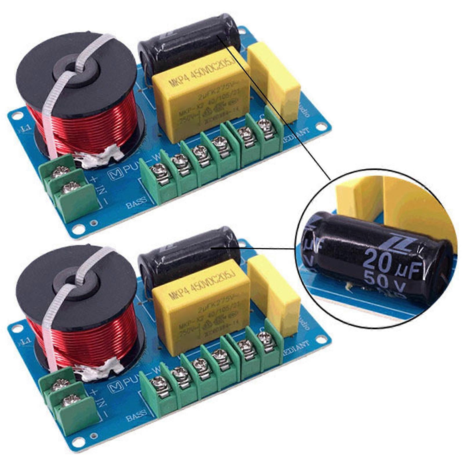 2 Pieces/set 3-Way Frequency Divider 200W Treble Middle Bass Crossover Audio Board for Home Theater 4-8ohm Speaker DIY