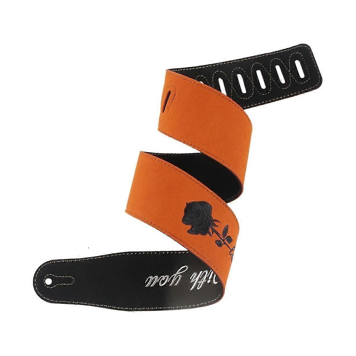 Nubuckläder Gitarrrem Mjukt Äkta Läder Justerbar Remlängd För Basgitarr A