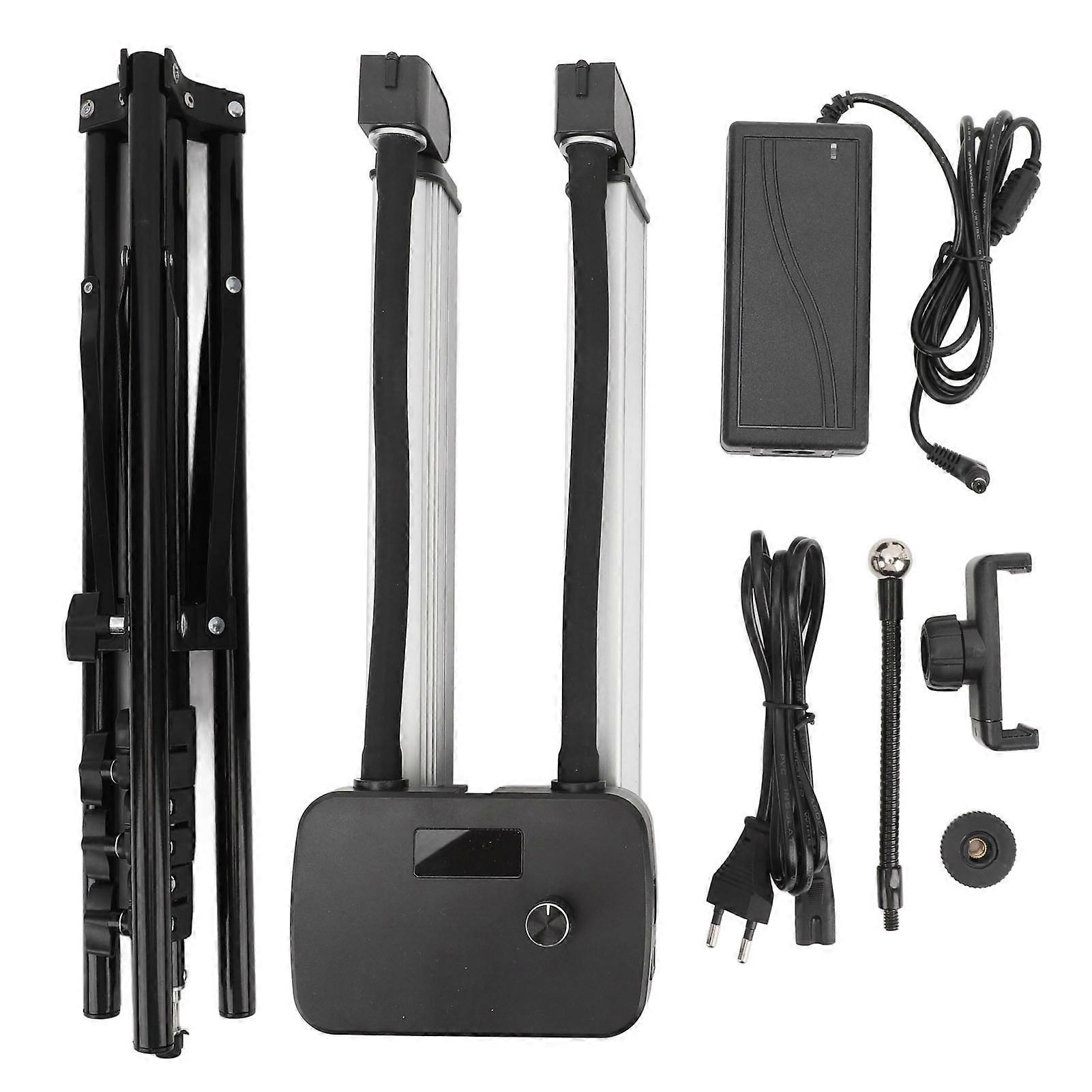 LED Fill Light Double Arms Dimmable 3000K-6500K with Adjustable Tripod Stand and Phone Holder for Video Live Streaming Photography EU Plug 100-240V