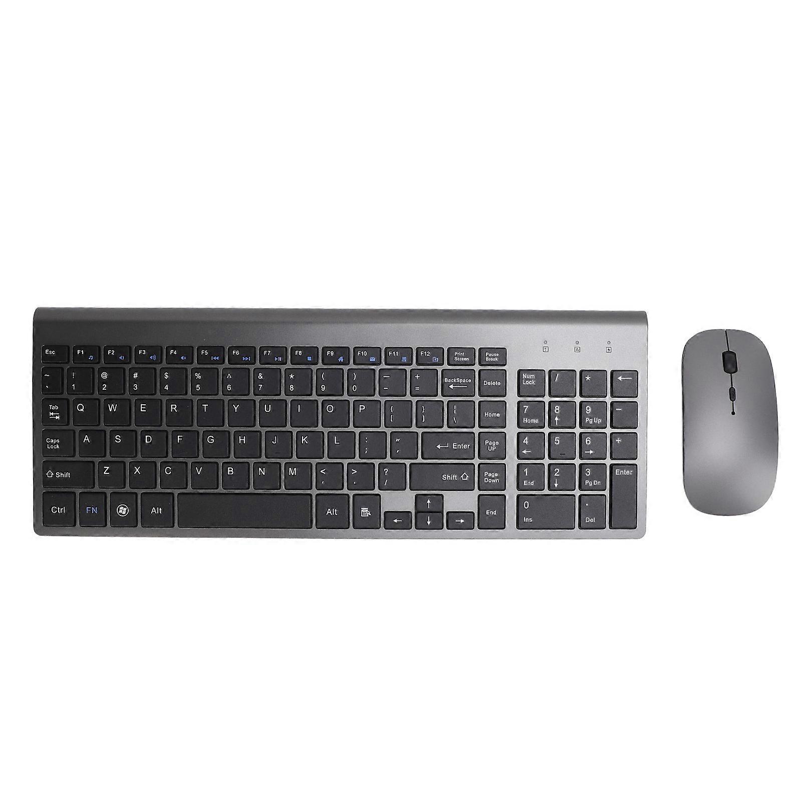 2.4G Wireless Keyboard and Mouse Combo Ultra Thin Silent 102 Keys Ergonomic Dark Gray