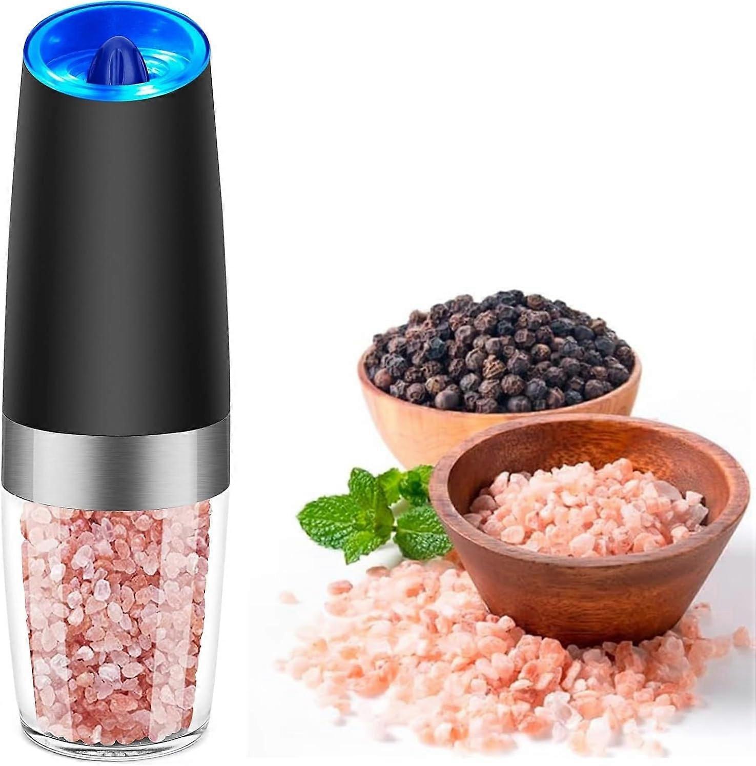 Black electric spice grinder with LED light, a must-have in the kitchen, for grinding spices