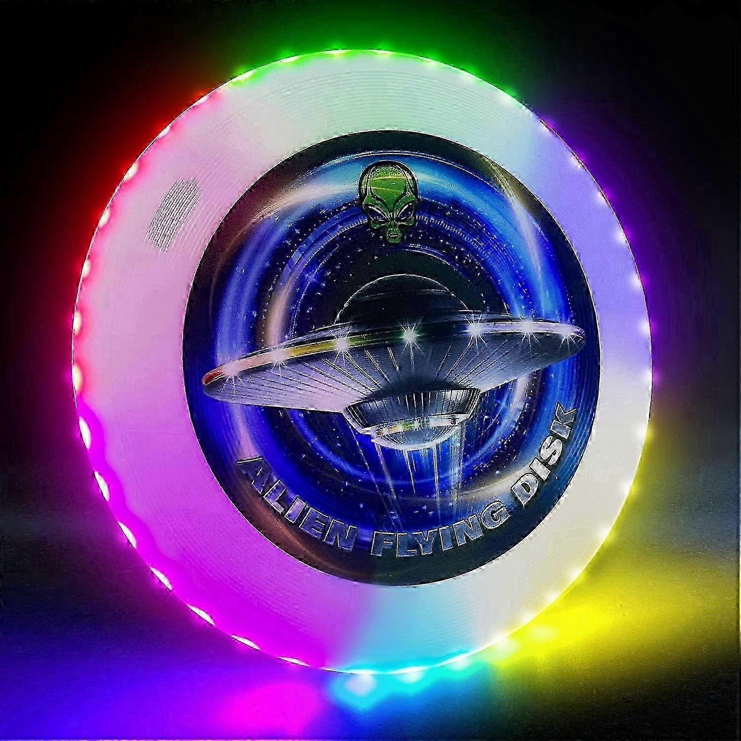 暗闇で光る LED フライング ディスク - 38 RGB LED ライト、7+5 ライト モード、充電式、IP65 防水アウトドア ゲーム AdWhite SZRH A-S 用クール トイ