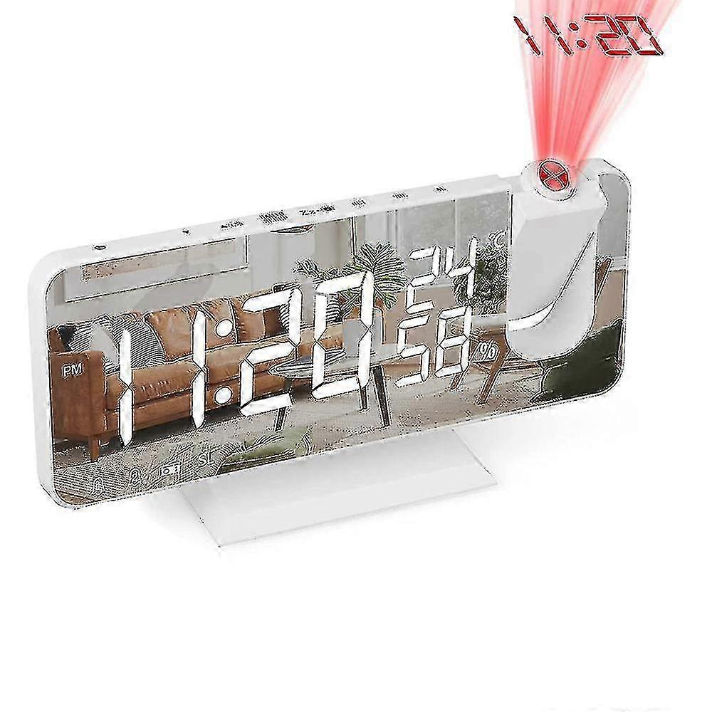 Projection Alarm Clock For Bedroom Ceiling Digital Radio Alarm Clock With Usb Charging Connections, Led Screen Alarm Clock, 4 Dimmers, Double Alarm Cl