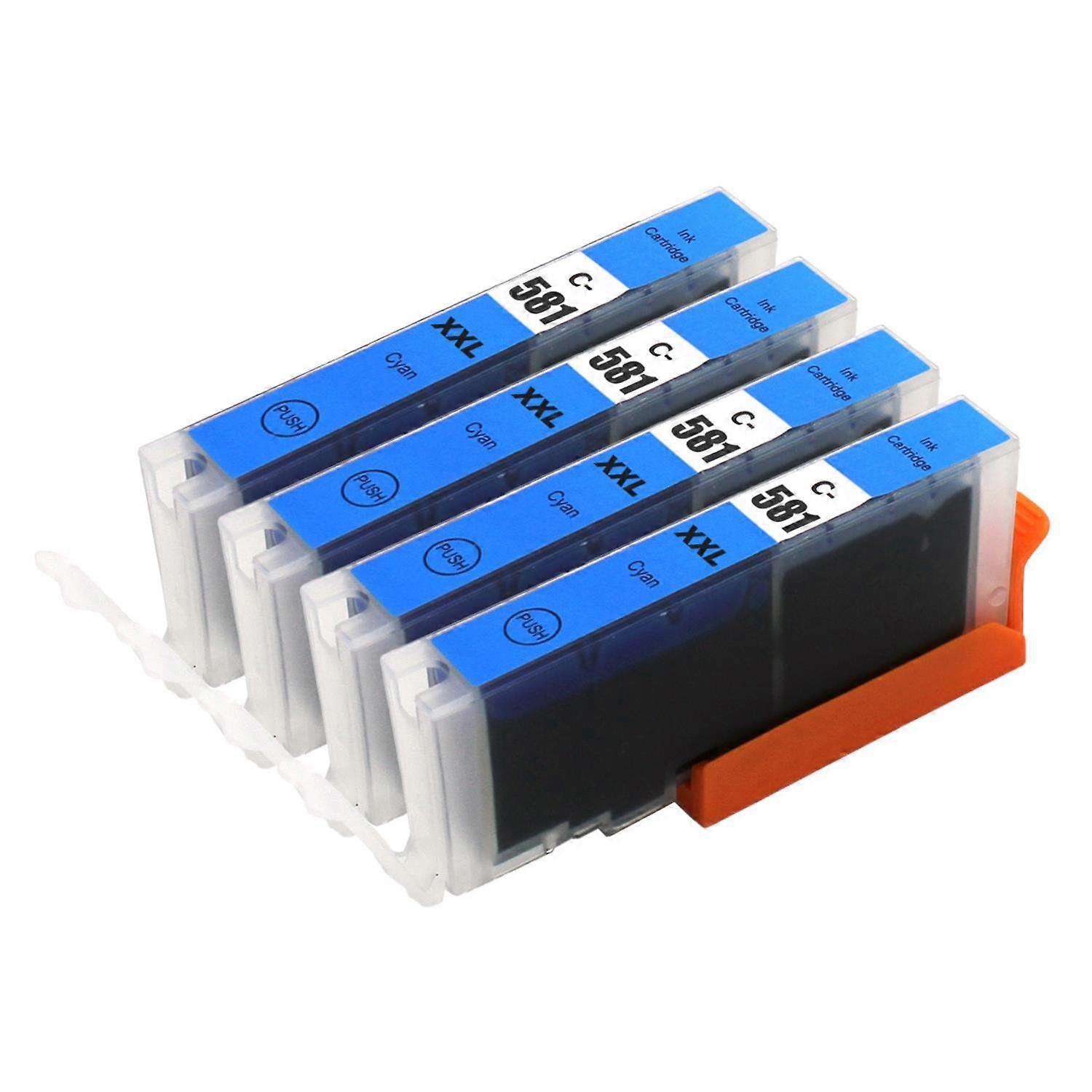 Go Inks Kompatible CLI-581C Tintenpatrone Cyan, 4er Pack für Canon Pixma Drucker