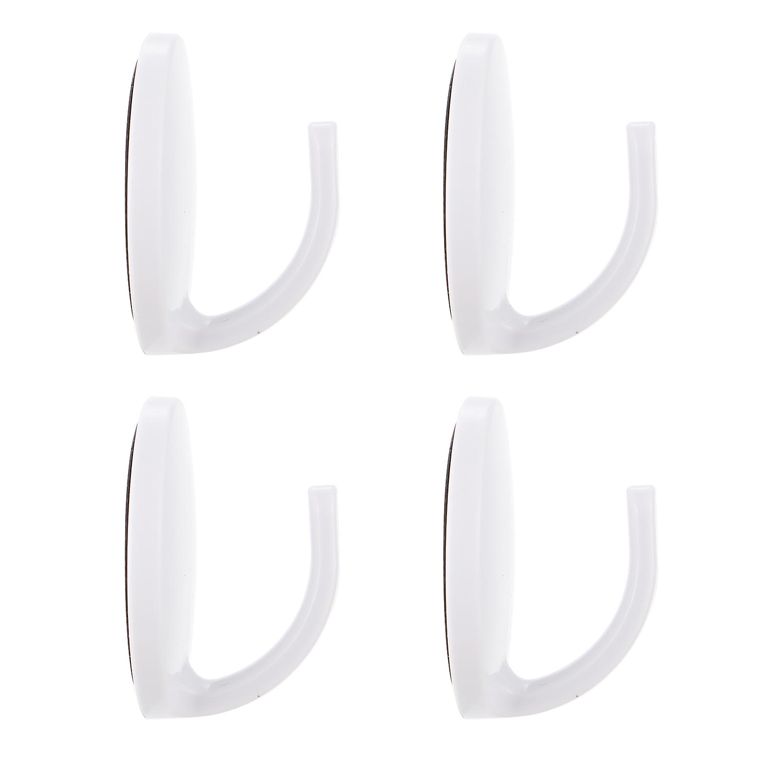 4pcs Hooks for Kitchen & Fridge – Compact White Hangers for Keychains & Items – Easy Install Storage Solution