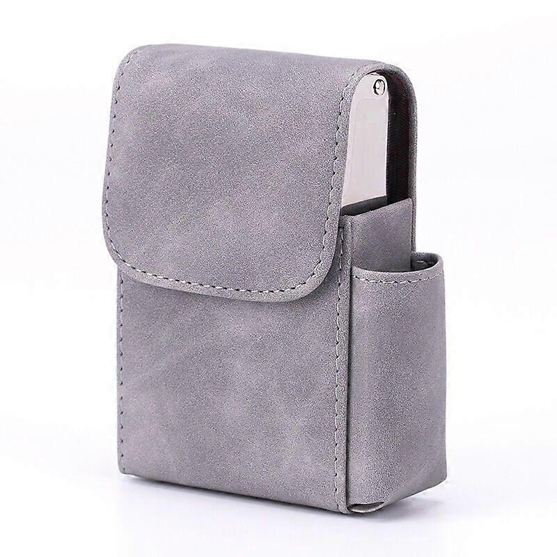 Cigarette Case with PU Leather, Lighter Bag, Business Card CaseGray