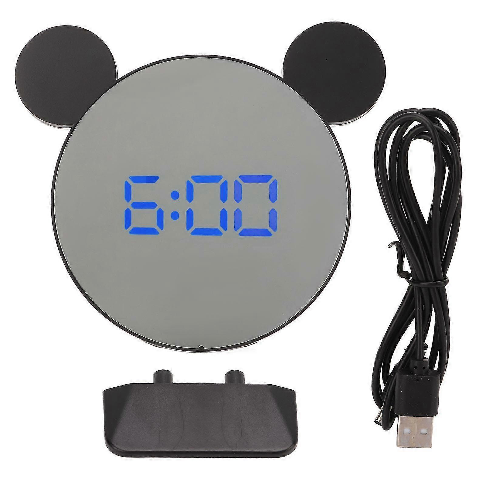 Mirror Alarm Clock with 2-Level Brightness & LED for Bedroom Desk
