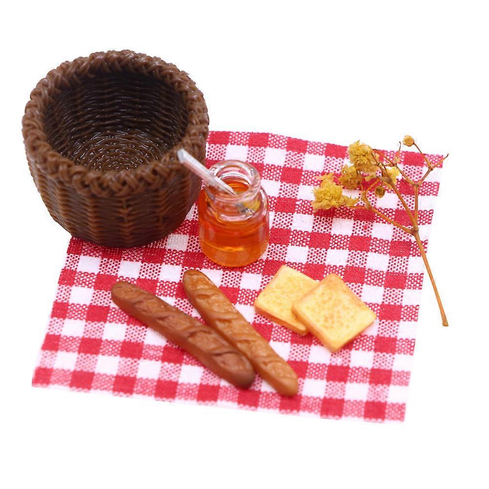 Dollhouse Mini Bread Basket Model Assorted Color 3.50X3.50X2.00CM Decorative 1 Set