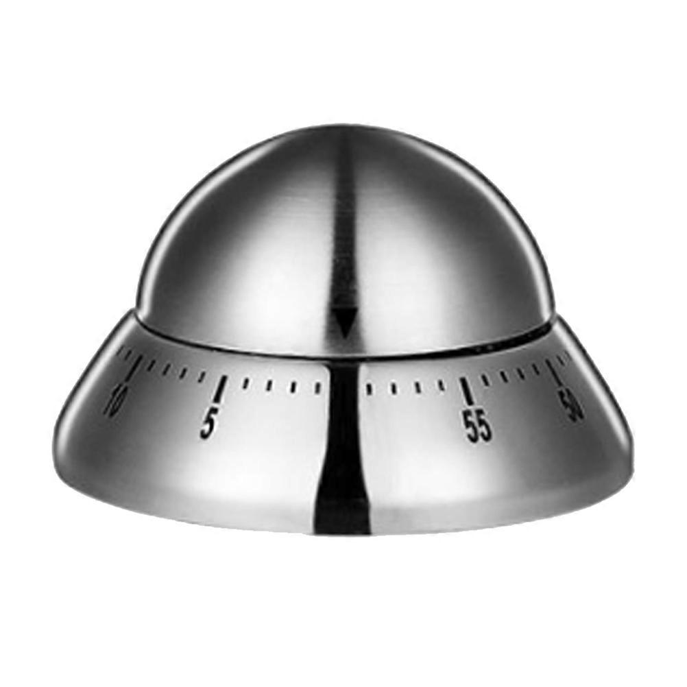 Stainless Steel Mechanical Timer Silver Flying Saucer Design Countdown 1Pcs