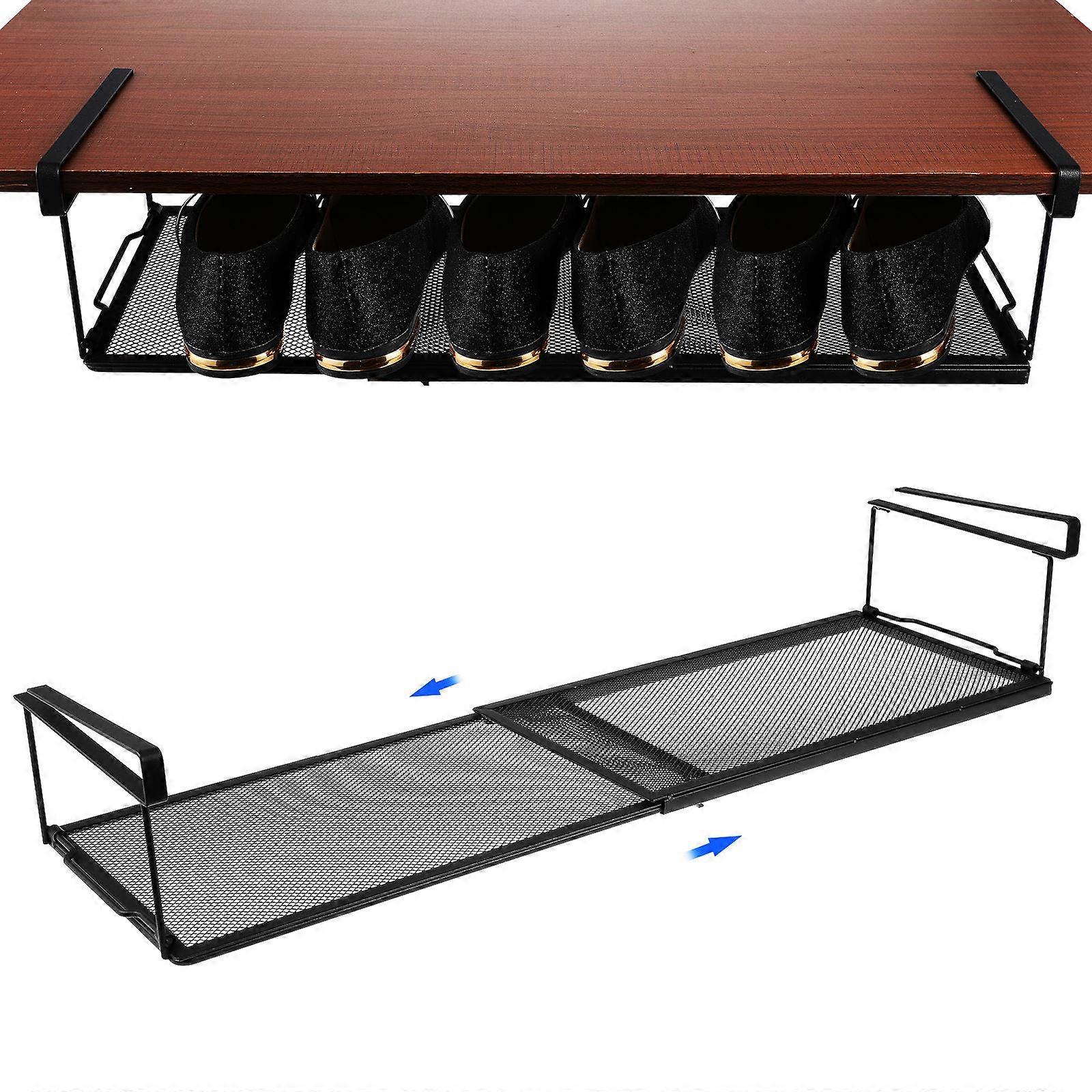 Cupboard Organizer Under Shelf Rack Kitchen Pantry Storage Holder Rectangular Metal Expandable 1Set