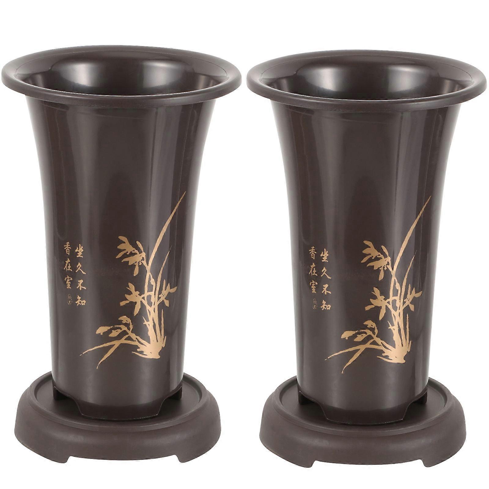 Ceramic Orchid Planting Pots with Drainage Tray – 2 Piece Set for Home, Living Room, Balcony and Garden Decoration and Growing