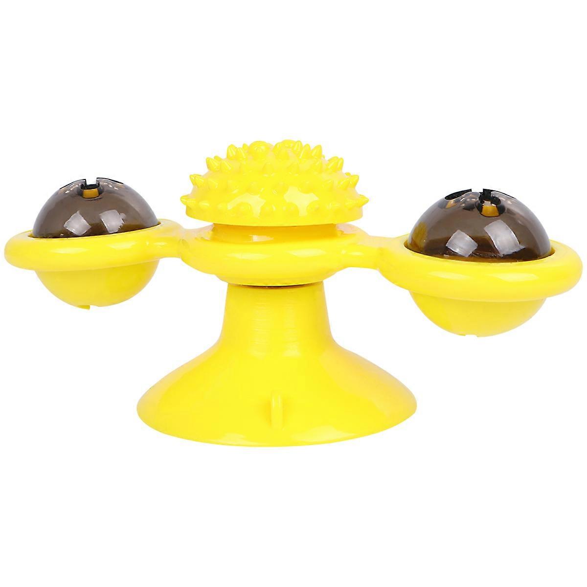 Toy For Cats Interactive Spring Disc Teasing Cat Toy Suction Cup Fixing Indoor Play TPR Material Yellow 1Pcs