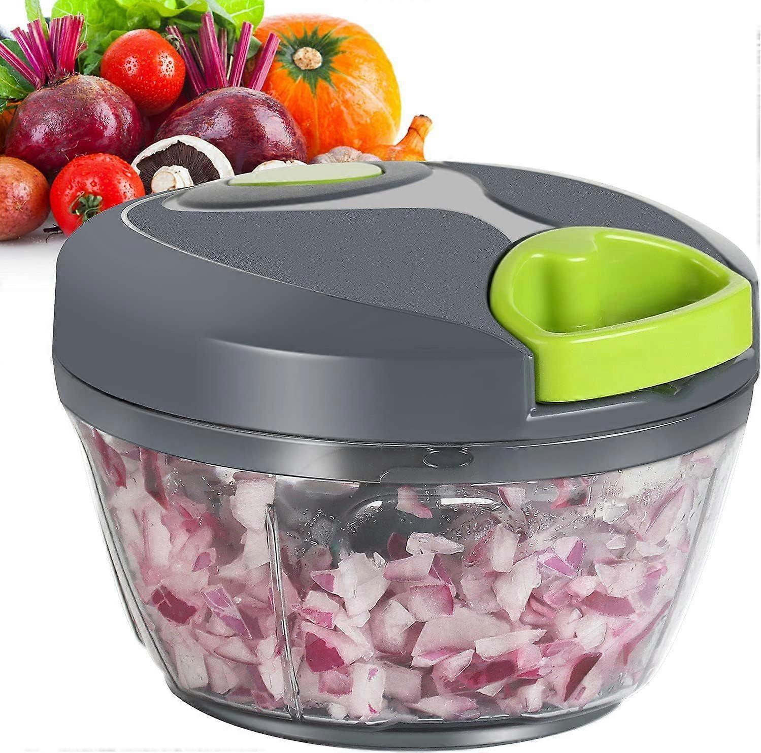 Manual Food Processor Vegetable Chopper, Portable Hand Pull String Garlic Mincer Onion Cutter for Veggies, Ginger, Fruits, Nuts, Herbs, etc., 2 Cup, G