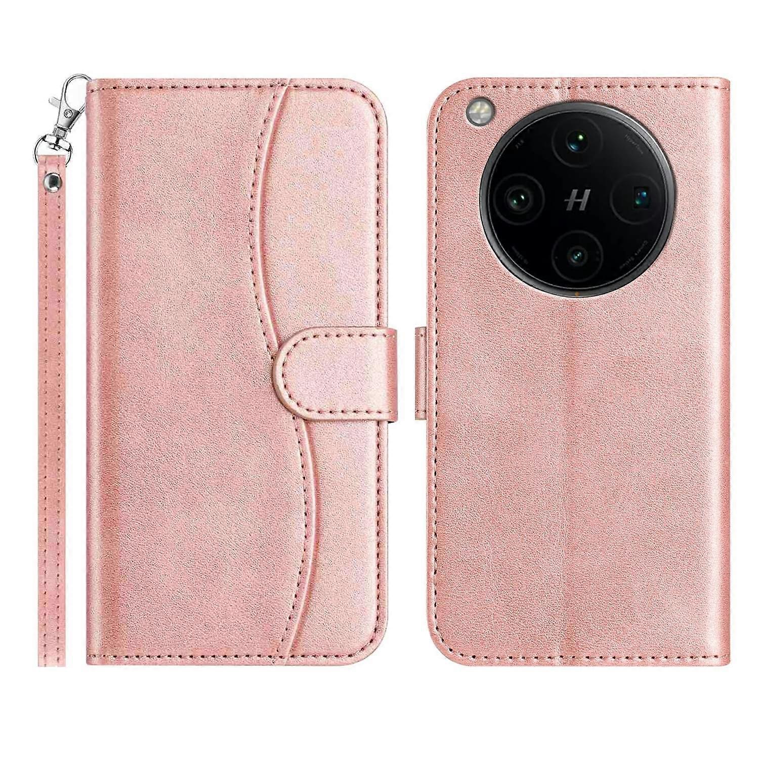 Stand Case for Oppo Find X8 Pro 5G PU Leather Wallet Phone Cover S Shape Stitching Design with Strap