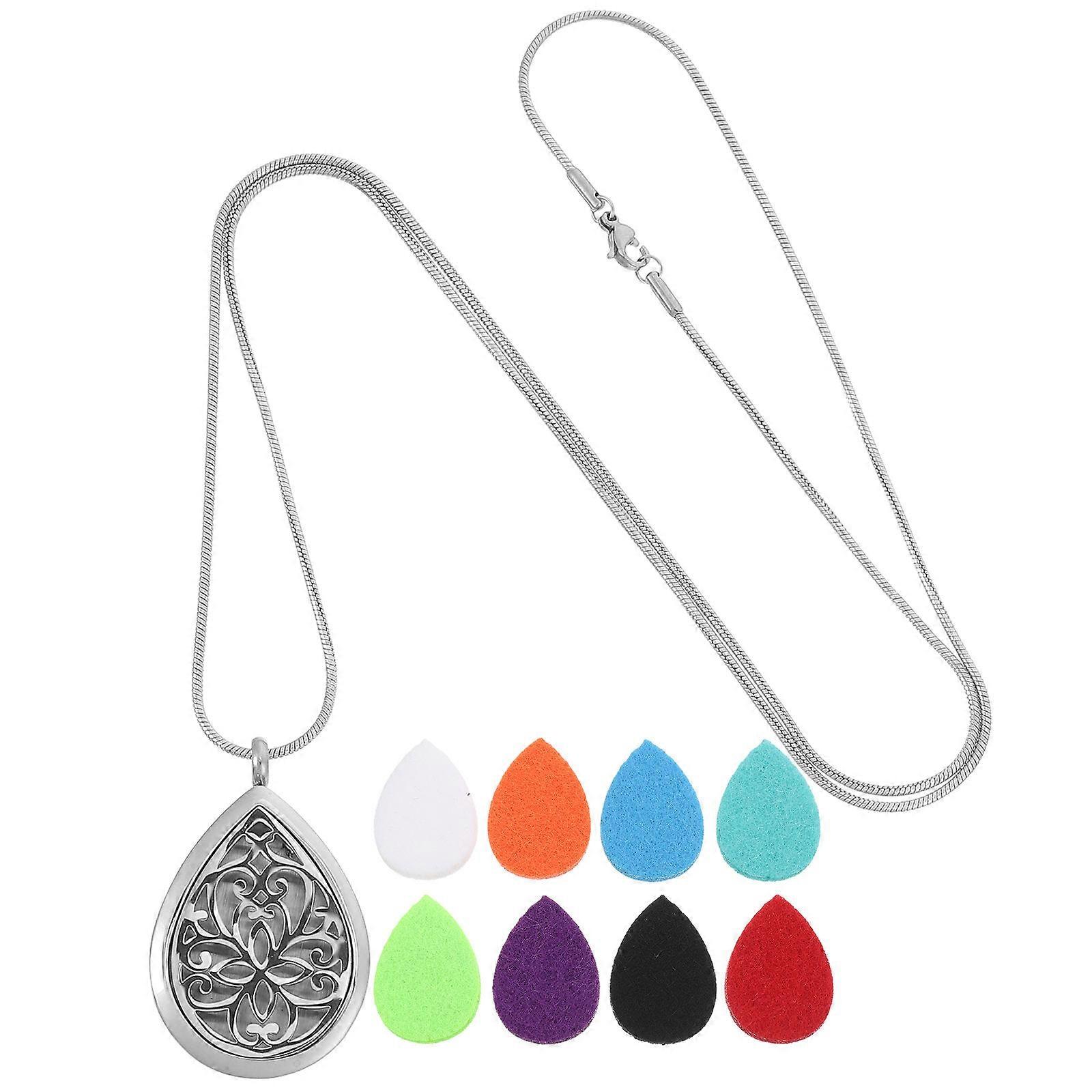 Stylish Heart Shaped Aromatherapy Necklace with Hollow Teardrop Design – Essential Oil Diffuser Pendant for Women