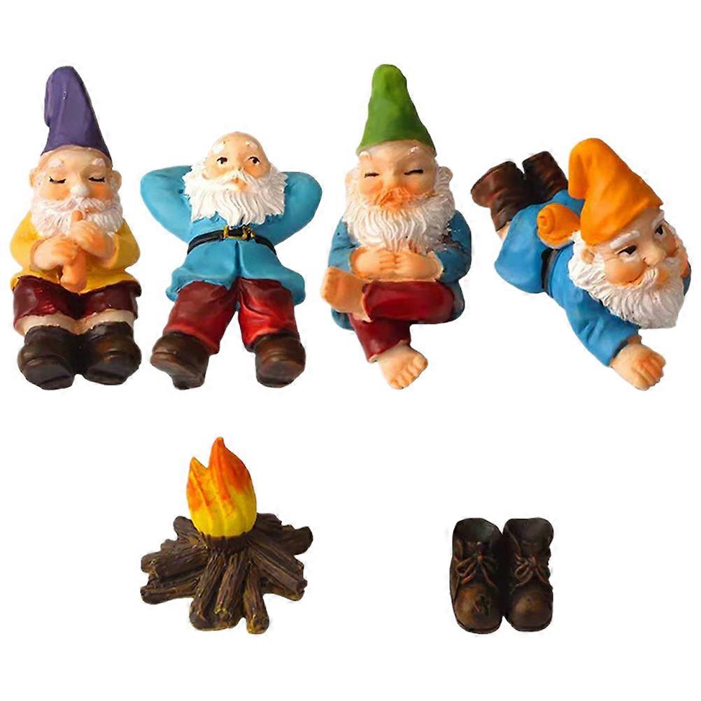 Outdoor Garden Dwarfs Resin Gnome Ornaments Garden Landscaping Miniature Style Assorted Color 1Set