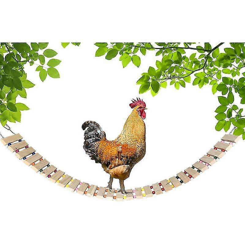 Natural Wood Chicken Coop Toy with Swing Perch for Birds, Poultry, and Chicks