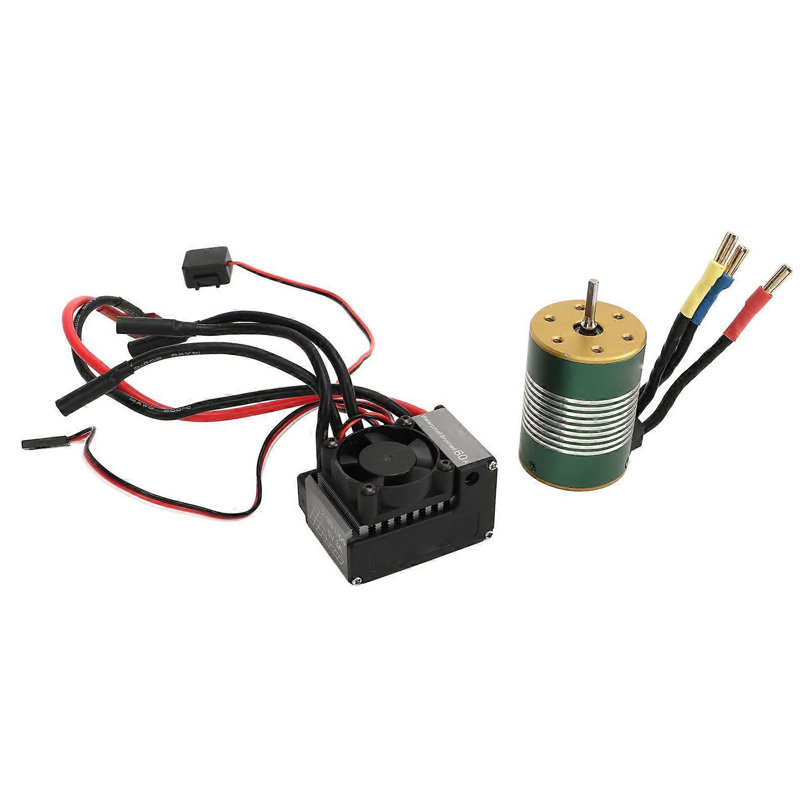 3650 3100KV Brushless Motor with 60A Brushless ESC Electronic Speed Controller for 1/10 RC Car