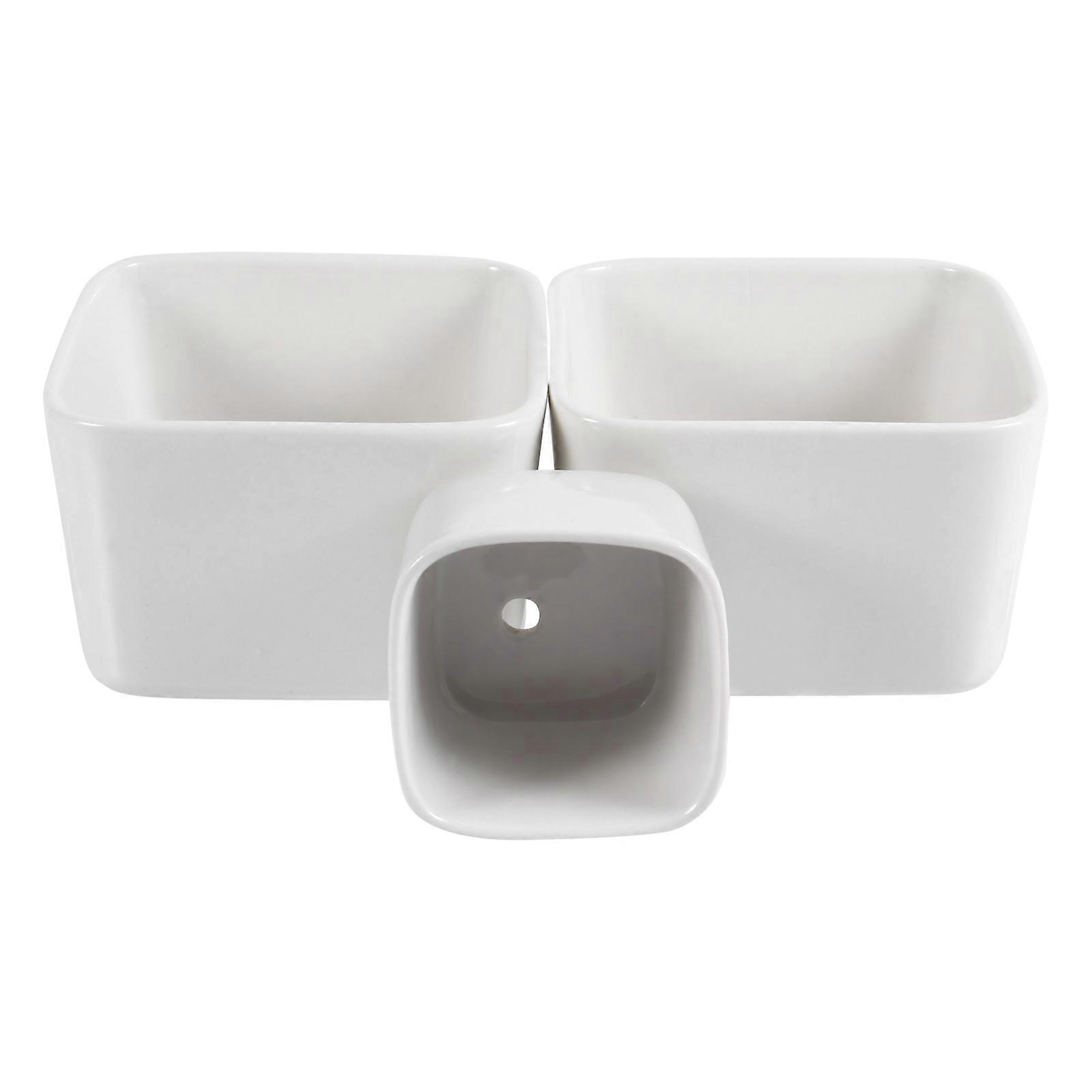 3pcs Square Ceramic Planters for DIY Painting, White Flower Pots for Succulents, Durable Drainage Design for Home Decor Aesthetic Spaces