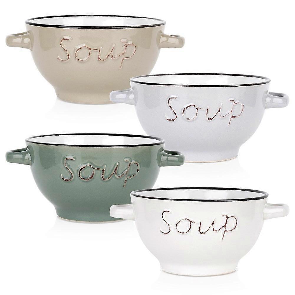 Keramisk buljongskål 600 ml 4 st.