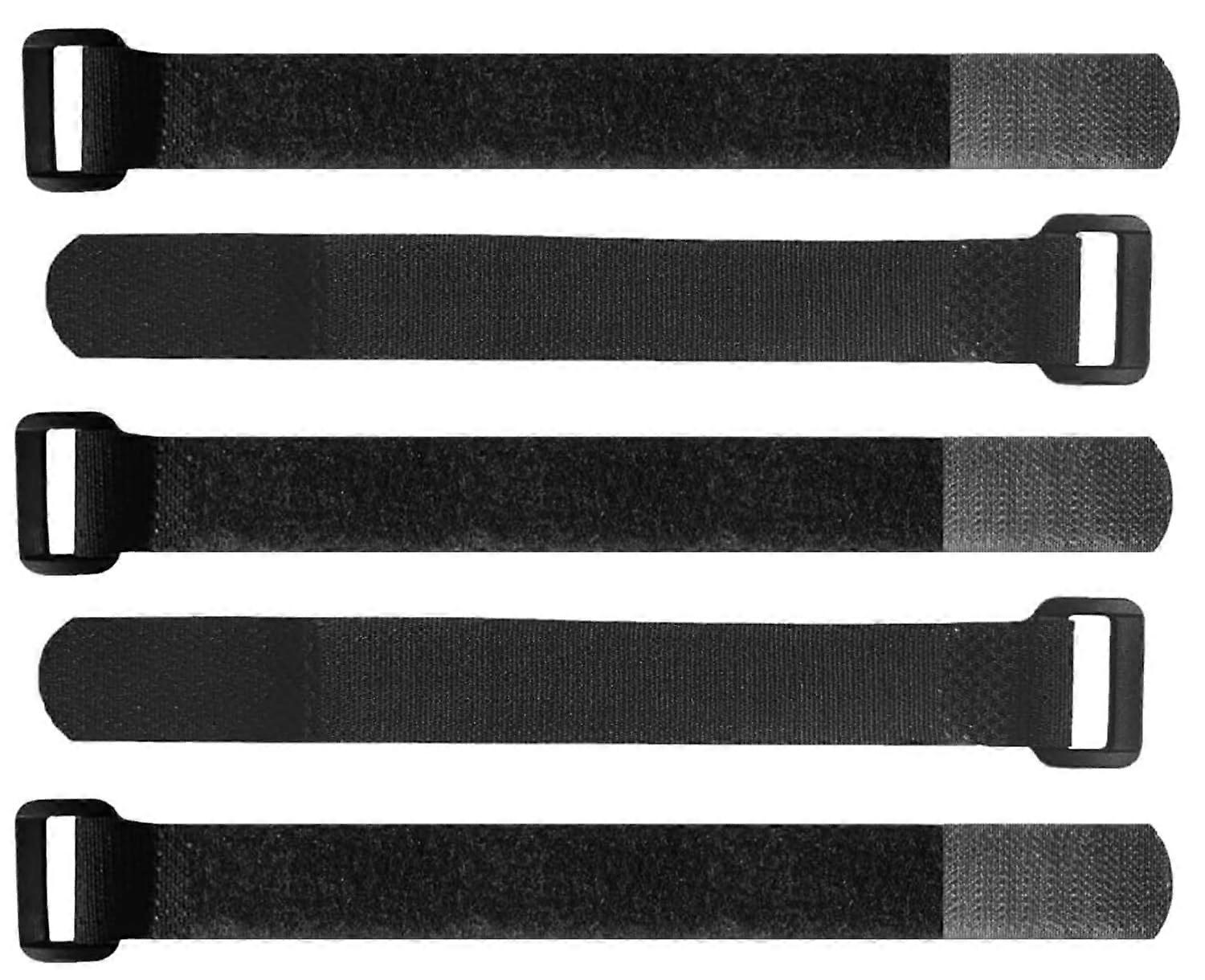 Set of 5 Fixed Anchors for Bicycles Universal Nylon Fastening Straps with Velcro Fastener Ideal for Pumps, Torches etc. (Black)