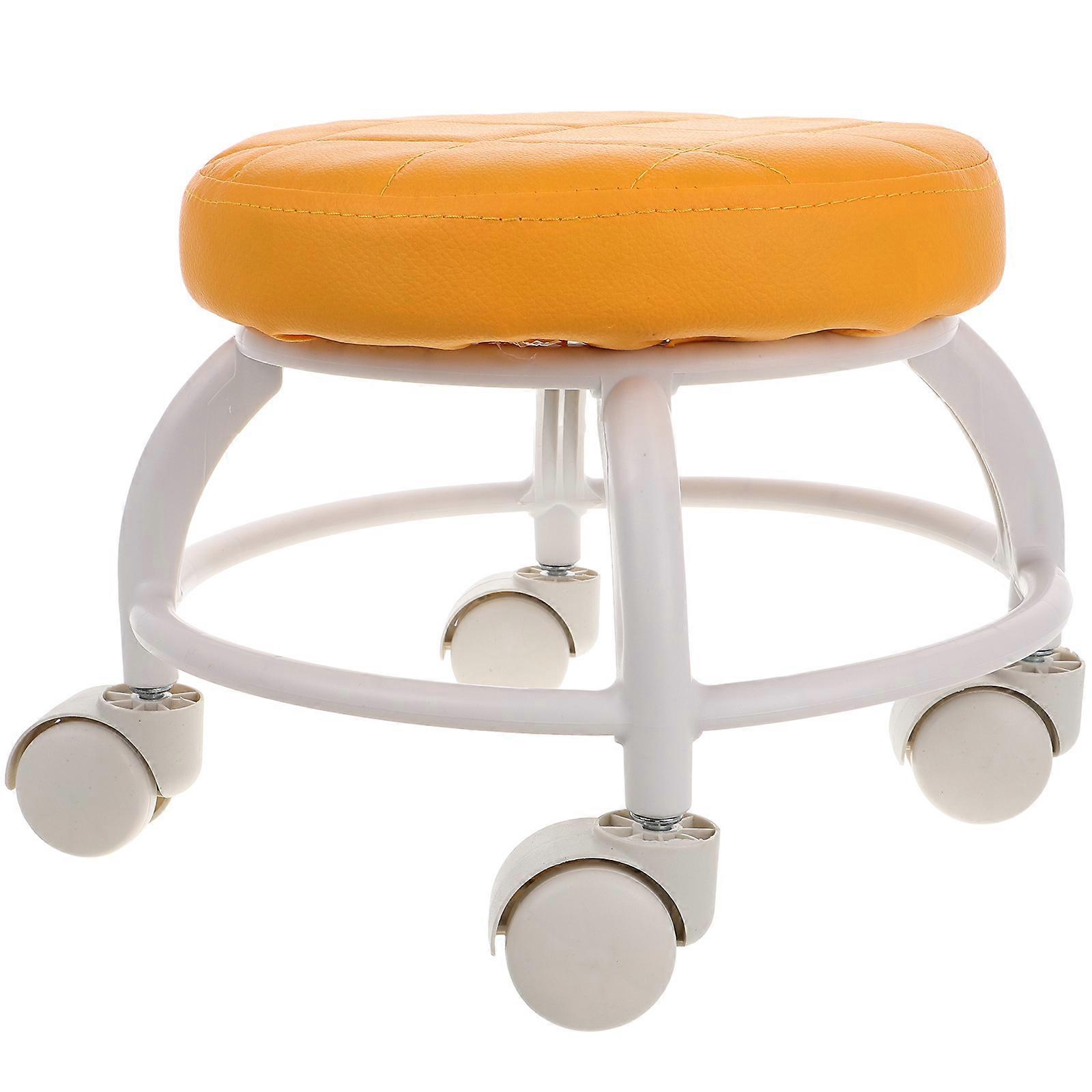 Beauty Stool With Wheels Rotating Low Stool Comfortable Seating Effortless Mobility For Nail Chair And Shoe Changing Orange 1Set
