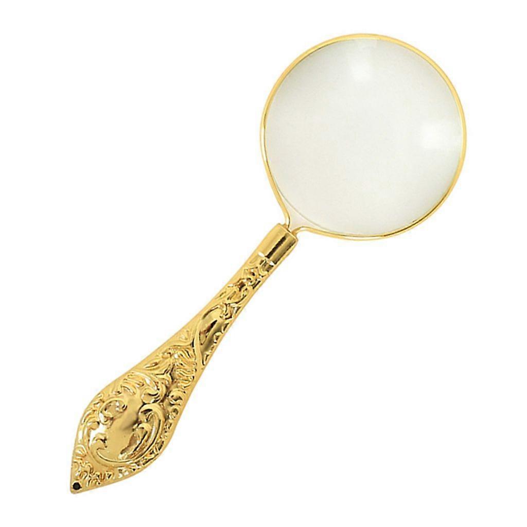 Magnifier Portable Embossed Handle 5x Handheld Magnifier for Reading - Gold